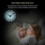 WallarGe Night Light Wall Clock for Bedroom - Silent Lighted up Wall Clock Glow in The Dark, Battery Operated for Living Room/Kitchen, Easy to Read Large Digital Display, 12 Inch - Image 7