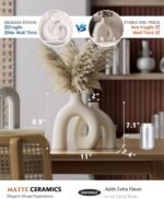 Hug Donut Decorative Vase Set - Modern Nordic Boho Style Vases Home Decor, Matte Ceramic Decorations for Living Room Shelf, Bookshelf Mantle Entryway Table or Console Décor (Cream White) - Image 3