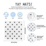 Yay Mats Stylish Extra Large Baby Play Mat. Soft, Thick, Non-Toxic Foam Covers 6 ft x 4 ft. Expandable Tiles with Edges Infants and Kids Playmat Tummy Time Mat (Brooklyn Cross White) - Image 6