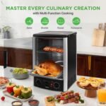 Nutrichef Vertical Countertop Oven with Rotisserie, Bake, Broil, & Kebab Rack Functions - Adjustable Settings - 2 Shelves - 1500W - Thanksgiving Turkey - Includes Grill, Kebab skewer racks & bake pan - Image 3