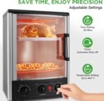 Nutrichef Vertical Countertop Oven with Rotisserie, Bake, Broil, & Kebab Rack Functions - Adjustable Settings - 2 Shelves - 1500W - Thanksgiving Turkey - Includes Grill, Kebab skewer racks & bake pan - Image 6