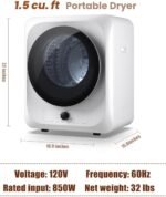 Auertech Portable Washer and Dryer Combo Set, 18 lbs Fully Automatic Washing Machine, 1.5CuFt Portable Dryers, Compact Washer and Dryer for Apartment, RV, Dorm - Image 8