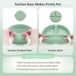 Silicone Baby Feeding Set, Baby Led Weaning Supplies, Eating Essentials Utensils with Suction Plate and Bowl, Pocket Bib, Sippy Cup with Lid, Forks Spoons Snack Container, for 6+ Months, Green - Image 7