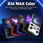 R36MAX Retro Handheld Game Console, 4.0 Inch IPS HD Screen Retro Gaming Console, Linux System, 30＋Emulator Games Retro Game Console, 4000mAh Battery, Built-in 64G TF Card, Black - Image 3
