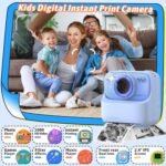 Kids Instant Digital Cameras for Boys and Girls, 1080P HD Dual-Lens Selfie Digital Camera with Print Paper & 32G Card, Christmas Birthday Gifts Toys for Toddler and Teenagers Age 3-16 Years Old - Image 3