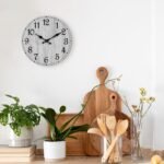 HYLANDA Wall Clock, Rustic Wall Clocks Battery Operated Silent Non Ticking, Country Round Wooden Clocks Farmhous Wall Decorative for Kitchen, Bathroom, Living Room (Gray 8 Inch) - Image 5