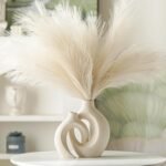 Snuggle Hollow Ceramic Vase Set of 2, Nordic Modern Boho ins Style Decorative Ceramic Aesthetic Flower Vase for Home Decor (Milky White W 6.3" X H 8.4") - Image 5