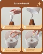EDISHINE Tripod Table Lamp, Small Cute Bedside Lamp with Linen Beige Lampshade, Nightstand Lamp for Nursery, Bedroom, Kid Room, Living Room, Light Brown Wooden Base, E26 Socket, 14.2 Inch - Image 5