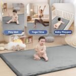 Baby Play Mat for Floor,1.3" Thick Memory Foam Tummy Time Mat,Soft Coral Velvet Nursery Rug,Large Non Slip for Crawling,Toddlers,Infants,Kids,Yoga & Tatami Style for Living Room(Dark Gray) - Image 7