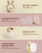 2 Packs Baby Fruit Feeder & Freezer Tray Combo, Push Pop Baby Food Feeder to Safely Introduce New Foods, Fresh & Frozen Food Silicone Feeder, 100% Food Grade, BPA Free - Image 5