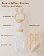 2 Packs Baby Fruit Feeder & Freezer Tray Combo, Push Pop Baby Food Feeder to Safely Introduce New Foods, Fresh & Frozen Food Silicone Feeder, 100% Food Grade, BPA Free - Image 6