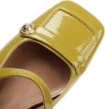 Slingback Mary Jane Heels for Women Low Block Heel Closed Square Toe Pump Shoes Heels Classic Daily Office Dressy Shoes - Image 3