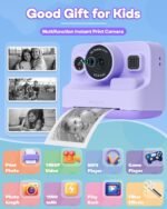 Instant Print Camera for Kids,2.4 Inch Screen Kids Instant Cameras, Christmas Birthday Gifts for Girls Age 3-12, Portable Toddler Toy for 3 4 5 6 7 8 9 10 Year Old Girls Boys Purple - Image 3