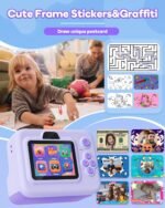 Instant Print Camera for Kids,2.4 Inch Screen Kids Instant Cameras, Christmas Birthday Gifts for Girls Age 3-12, Portable Toddler Toy for 3 4 5 6 7 8 9 10 Year Old Girls Boys Purple - Image 4