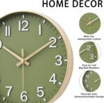 HZDHCLH Wall Clocks Battery Operated,Wall Clock Green Gold,8 inch Wall Clock Silent Non Ticking Modern 3D Numbers for Kitchen Bedroom Living Room Office Classroom Decor - Image 3