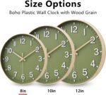 HZDHCLH Wall Clocks Battery Operated,Wall Clock Green Gold,8 inch Wall Clock Silent Non Ticking Modern 3D Numbers for Kitchen Bedroom Living Room Office Classroom Decor - Image 8