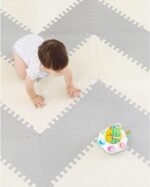 Skip Hop Baby Play Mat, Interlocking Foam Floor Tiles, 70" x 56", Playspot, Grey/Cream - Image 3