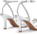DREAM PAIRS Women's Double Bowknots Heels Open Square Toe Ankle Strap Crystal Rhinestone Dress Sandals for Party Wedding - Image 5