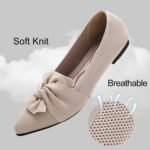 Flats for Womens Pointed Toe Ballet Flats with Bow Comfortable Knit Dressy Flats - Image 4