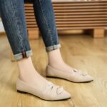Flats for Womens Pointed Toe Ballet Flats with Bow Comfortable Knit Dressy Flats - Image 5
