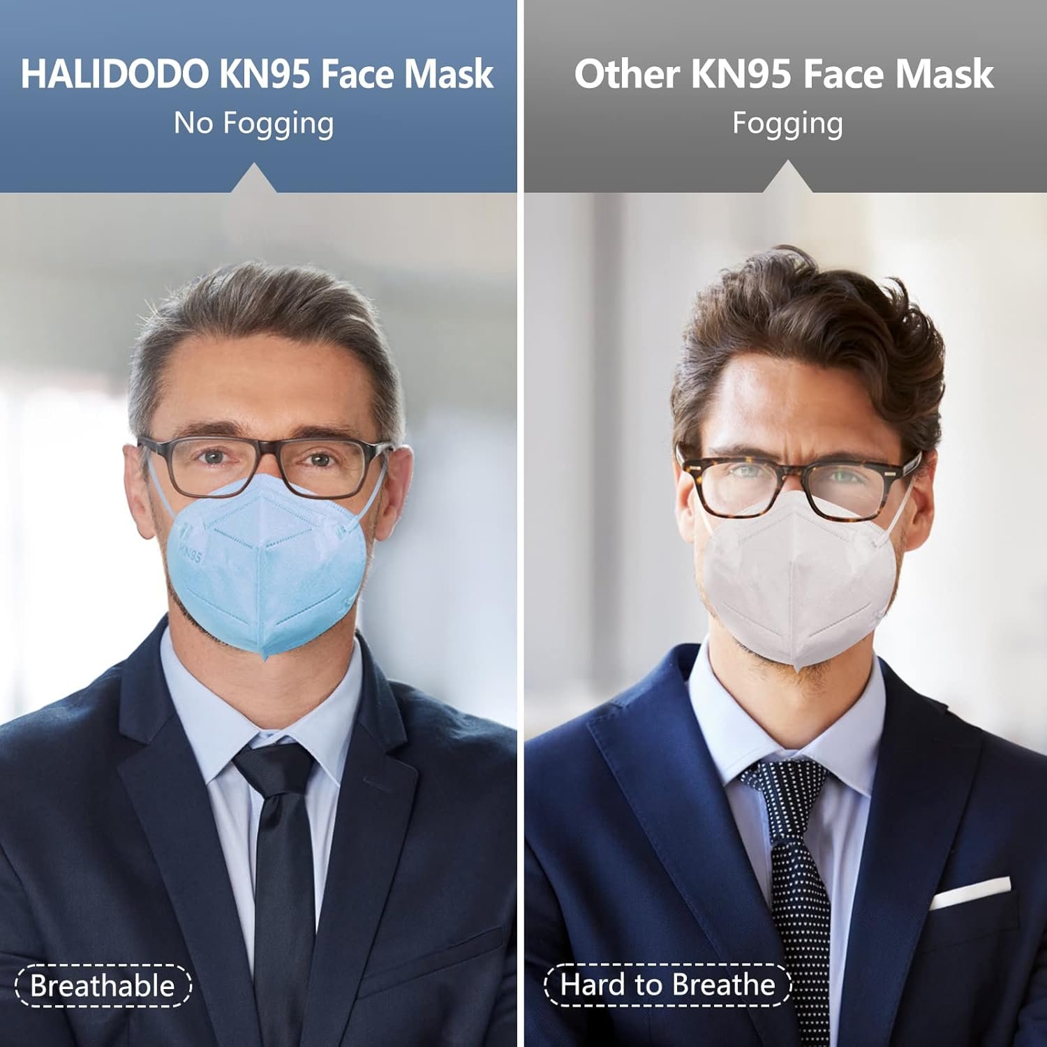 HALIDODO 60 Packs Individually Wrapped KN95 Face Mask 5-Ply Breathable & Comfortable Filter Safety Mask with Elastic Ear loop and Nose Bridge Clip, Protective Face Cover Mask, Multi Color - Image 6