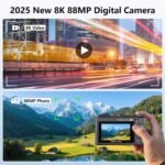 8K Digital Camera with 88MP & 3" 180° Flip Screen - 18X Zoom Auto Focus Vlogging Camera for YouTube/Photography, Includes 32GB SD Card & 2 Batteries (Gunmetal) - Image 3