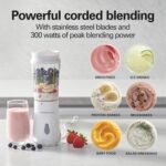 Hamilton Beach Portable Blender for Shakes and Smoothies, 14 Oz BPA Free Travel Cup & Lid, Durable Stainless Steel Blades, Personal Smoothie Blender, 2 Jars - White (51102V) - Image 4