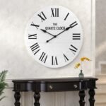 ARTPOWER Large Farmhouse Wall Clock, 35.5” Shiplap Wall Clock with Roman Numeral, Nearly Non-Ticking, Round Wall Clocks for Living Room Decor, Office, Bedroom, Entrance, White - Image 6