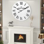 ARTPOWER Large Farmhouse Wall Clock, 35.5” Shiplap Wall Clock with Roman Numeral, Nearly Non-Ticking, Round Wall Clocks for Living Room Decor, Office, Bedroom, Entrance, White - Image 8