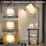 PESRAE Floor Lamp with Table, End Tables with Charging Station(USB & Type-C & AC Port), 3 Color Temperatures 9W LED Bulb, Modern Shelves Side Table for Bedroom, Living Room - Image 4