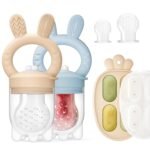 2 Packs Baby Fruit Feeder & Freezer Tray Combo, Push Pop Baby Food Feeder to Safely Introduce New Foods, Fresh & Frozen Food Silicone Feeder, 100% Food Grade, BPA Free - Image 2