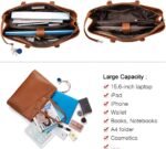 LOVEVOOK Laptop Tote Bag for Women,15.6 Inch Waterproof Computer Bags Women Business Office Work Bag Briefcase, Brown - Image 4
