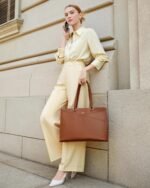 LOVEVOOK Laptop Tote Bag for Women,15.6 Inch Waterproof Computer Bags Women Business Office Work Bag Briefcase, Brown - Image 6