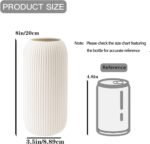 Ceramic Vase for Flowers – Modern Small Ribbed Textured Flower Vase for Home Decor, Pampas Grass, Decorative, Farmhouse, Coffee Table, Kitchen Centerpieces, Bookshelf and Home Living (White) - Image 5