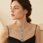 NEWITIN 20 Pieces Silver Bohemian Jewelry Set for Women Fashion Costume Jewels Turquoise Necklace Bracelet Ring Earrings Western Turquoise Jewelry Set for Women - Image 7