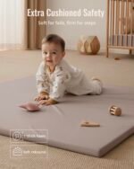 Blissful Diary Vegan Leather Baby Play Mat, 50x50 Thicken Foam Cushioned & Waterproof Playpen Mat for Infants and Toddlers, Stylish and Just Wipe-Clean Playmat for Baby Play on Floor, Taupe - Image 5