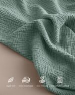 Blissful Diary Muslin Nursing Cover for Breastfeeding, Breathable Breastfeeding Cover up with Arch Neckline for Women, Nursing Apron (Roman Green) - Image 3