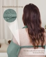 Blissful Diary Muslin Nursing Cover for Breastfeeding, Breathable Breastfeeding Cover up with Arch Neckline for Women, Nursing Apron (Roman Green) - Image 4