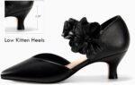 Coutgo Womens Low Kitten Heels Dressy Shoes Comfortable Closed Toe Flower Slip on Formal Party Dance Heeled Pumps - Image 4