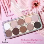 10-Colors Highlighter and Contour Kit: 2 In 1 Face Highlighter Contour Makeup Kit - Buildable Contour Powder Palette - Waterproof Long-Lasting Highlighter Palette - Image 3