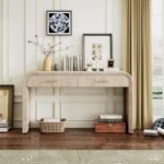 Merax Entryway Console Table with Storage, 2 Drawers Design/Retro Style/Behind Couch & Sofa, Natural - Image 4