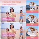 64MP 4K Digital Camera, Hoestr 18X Zoom Autofocus Point and Shoot Compact Camera with 64GB TF Card, Flash, 2.8" LCD Screen for Teens Gifts Adult Beginner Travel Photography Vlogging (Pink) - Image 4