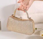 Covelin Evening Bag Sparkling Frosted Purses for Women Lady Shiny Party Elegant Handbag Wedding Bag with Chain - Image 4
