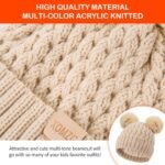 Toddler Winter Beanie Hat, Infant Winter Warm Knit Fleece Lined Cap for Girls Boys with Pom Pom for 0-36 Months 2 Packs - Image 5