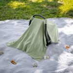 Comfy Cubs Baby Car Seat Cover - Soft, Breathable Bamboo Rayon and Muslin Cotton Blend - Lightweight Canopy for Sun, Bug, and Comfort Protection - Large Size Infant Seat Cover in Sage Design - Image 6