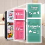 WANAI 5.0 Cu.Ft Fridge with Freezer, Dual Door Refrigerator with 7 Settings Temperature Adjustable, Small Fridge for Dorm Office Apartment and Home, Black - Image 3