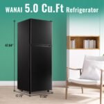 WANAI 5.0 Cu.Ft Fridge with Freezer, Dual Door Refrigerator with 7 Settings Temperature Adjustable, Small Fridge for Dorm Office Apartment and Home, Black - Image 4