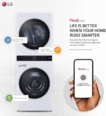 LG WashTower Stacked Smart Laundry Center 4.5 Cu.Ft. Front Load Washer & 7.4 Cu.Ft. Electric Dryer in White w/Steam WKEX200HWA - Image 3