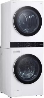 LG WashTower Stacked Smart Laundry Center 4.5 Cu.Ft. Front Load Washer & 7.4 Cu.Ft. Electric Dryer in White w/Steam WKEX200HWA - Image 4