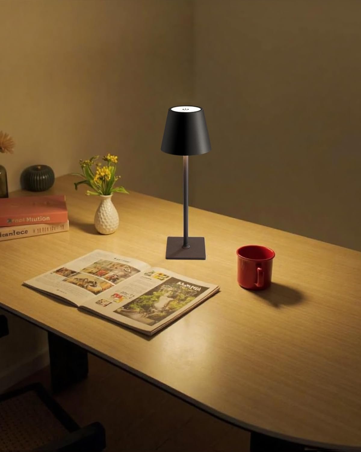 KDG 2 Pack Cordless Table Lamp, Portable LED Desk Lamps, 5000mAh Battery Operated, 3 Color Stepless Dimming Up, for Restaurant, Bedroom, Outdoor Camping, Coffee Shop, Night Light, Rechargeable (Black) - Image 4